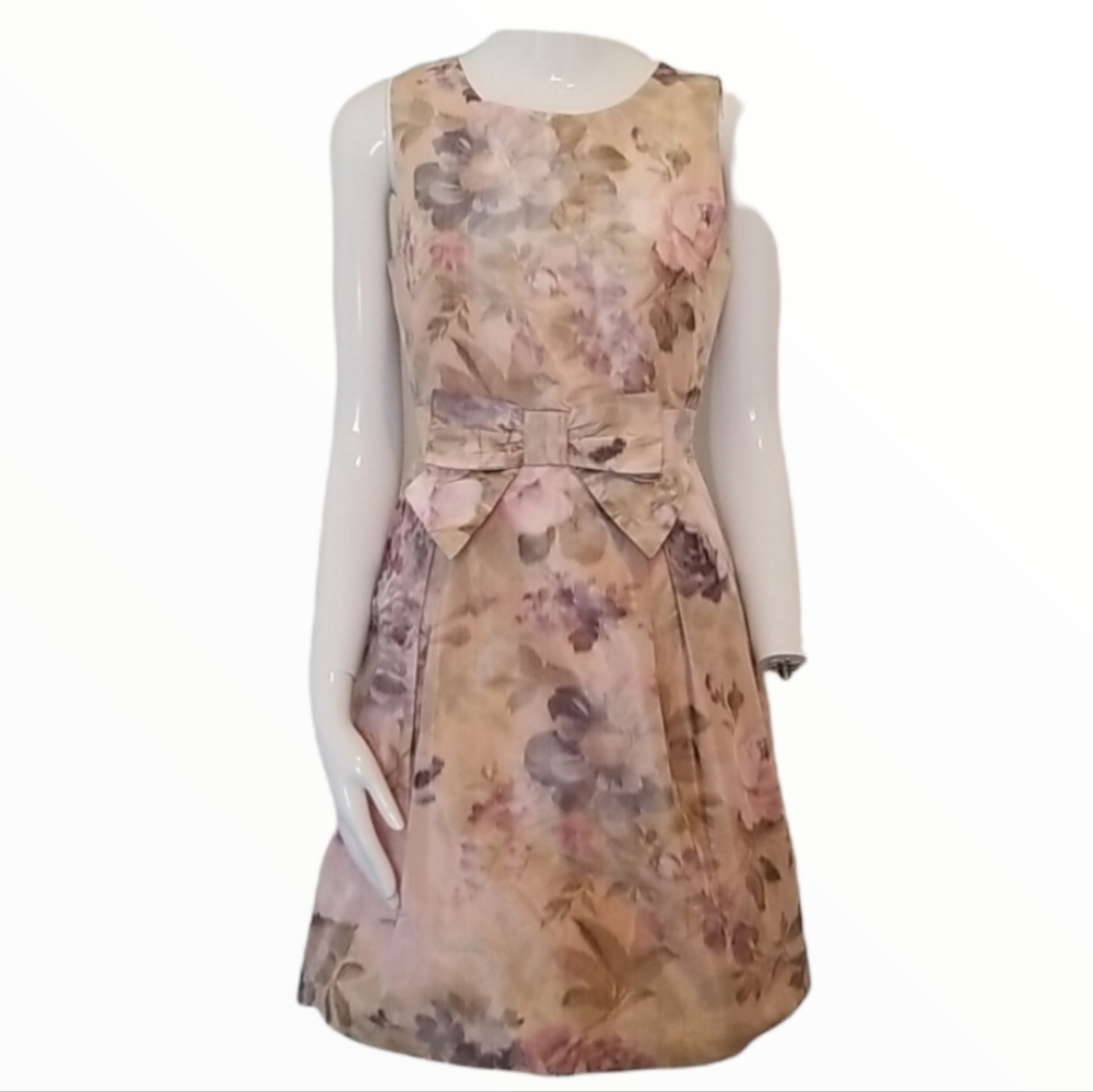 Helene Berman London no sleeves floral pink dress size 2, NWOT